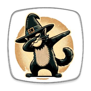Dabbende Hexen Katze Dabbing Haustier Halloween - Viereckiger Kühlschrankmagnet - Weiß - Vorne