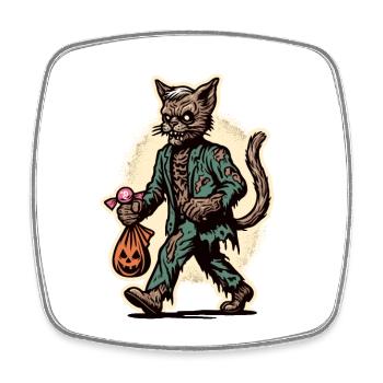 Mort-vivant Zombie Chat Mignon Halloween - Magnet carré - blanc - Devant