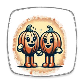Cute Pumpkin Twins Halloween Costume Decoration - Square fridge magnet - white - Front