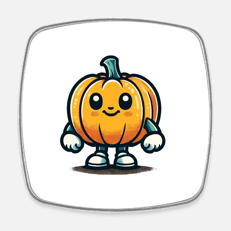 Kawaii Pumpkin Cute Halloween Pumpkin - Square fridge magnet - white