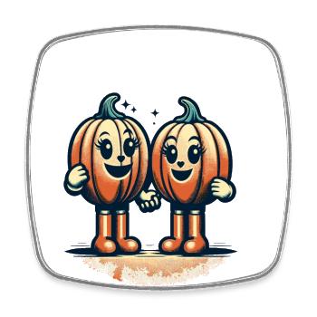 Cute Pumpkin Twins Halloween Costume Decoration - Square fridge magnet - white - Front