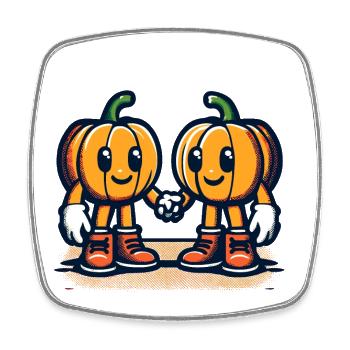 Cute Pumpkin Twins Halloween Costume - Square fridge magnet - white - Front