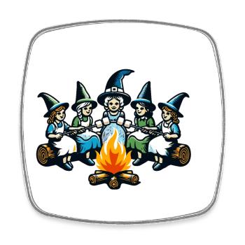 Camping Campfire Vintage Witches Design - Square fridge magnet - white - Front