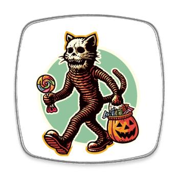 Untote Zombie Katze Süßes Oder Saures Halloween - Viereckiger Kühlschrankmagnet - Weiß - Vorne