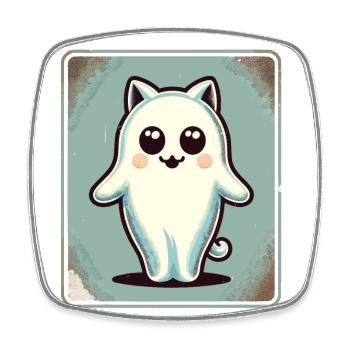 Niedliche Geister Katze Kawaii Geist Haustier - Viereckiger Kühlschrankmagnet - Weiß - Vorne