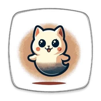 Niedliche Geister Katze Kawaii Geist Haustier - Viereckiger Kühlschrankmagnet - Weiß - Vorne