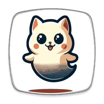 Niedliche Geister Katze Kawaii Geist Haustier - Viereckiger Kühlschrankmagnet - Weiß - Vorne