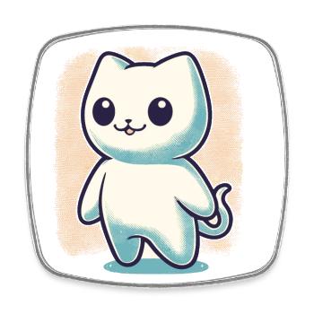 Niedliche Geister Katze Kawaii Geist Haustier - Viereckiger Kühlschrankmagnet - Weiß - Vorne