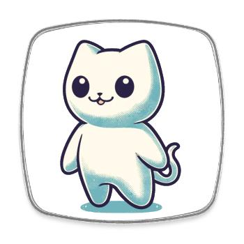 Niedliche Geister Katze Kawaii Geist Haustier - Viereckiger Kühlschrankmagnet - Weiß - Vorne