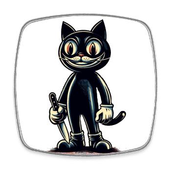 Chat effrayant Psycho Pet Décoration d’Halloween - Magnet carré - blanc - Devant