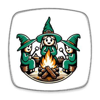 Camping Campfire Vintage Witches Design - Square fridge magnet - white - Front
