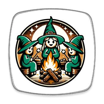 Camping Campfire Vintage Witches Design - Square fridge magnet - white - Front