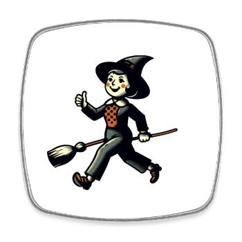 Retro Cartoon Witches Creepy Party Design - Square fridge magnet - white - Front