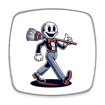 Retro Cartoon Hexenbesen Magisches Vintage Design - Viereckiger Kühlschrankmagnet - Weiß - Vorne