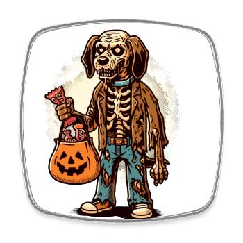 Untote Zombie Hund Süßes Oder Saures Halloween - Viereckiger Kühlschrankmagnet - Weiß - Vorne