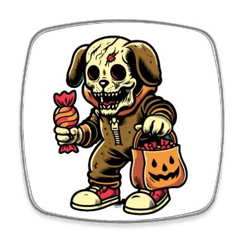 Mort-vivant zombie chien Trick or Treat Halloween - Magnet carré - blanc - Devant