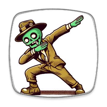 Dabbender Zombie Lustiges Dabbing Design - Viereckiger Kühlschrankmagnet - Weiß - Vorne