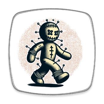 Scary Voodoo Doll Halloween Costume - Square fridge magnet - white - Front