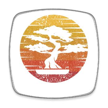 Retro Penjing Indoor Bonsai Bonsai Pots - Square fridge magnet - white - Front