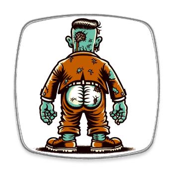 Funny Undead Butt Halloween Decoration - Square fridge magnet - white - Front