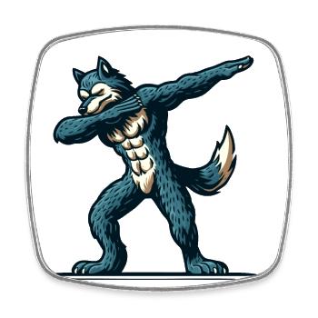 Dabbender Werwolf Lustiges Dabbing Design - Viereckiger Kühlschrankmagnet - Weiß - Vorne