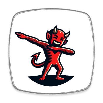 Dabbender Teufel Lustiges Dabbing Design - Viereckiger Kühlschrankmagnet - Weiß - Vorne