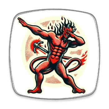 Dabbender Teufel Lustiges Dabbing Design Kostüm - Viereckiger Kühlschrankmagnet - Weiß - Vorne