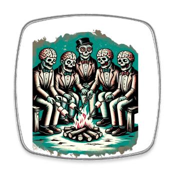 Camping at the Campfire Halloween Costume Decoration - Square fridge magnet - white - Front