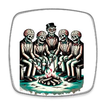 Camping Am Lagerfeuer Halloween Zombie Liebhaber - Viereckiger Kühlschrankmagnet - Weiß - Vorne