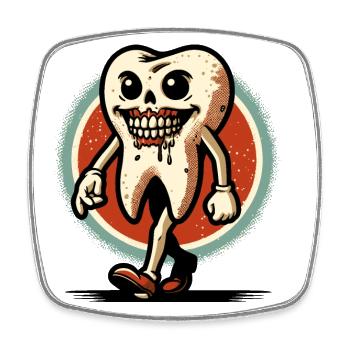 Halloween Dental Hygiene Funny Zombie Tooth - Square fridge magnet - white - Front