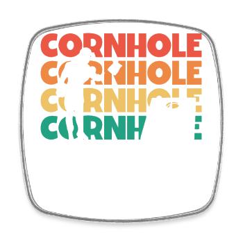 Cornhole Retro Text Spiel Bretter Sitzsack Cornhole - Viereckiger Kühlschrankmagnet - Weiß - Vorne