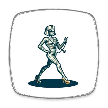 Nurse Caregiver Physician Assistant Style Mummy - Square fridge magnet - white - Front