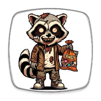 Mort-vivant raton laveur Drôle raton laveur Zombie - Magnet carré - blanc - Devant
