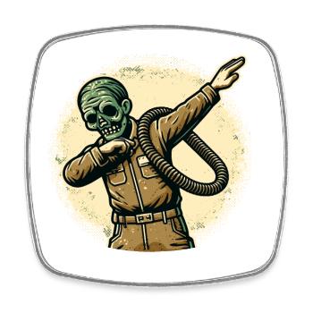 Dabbing Zombie Funny Dabbing Design Halloween - Square fridge magnet - white - Front