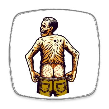 Funny Undead Butt Halloween Costume Decoration - Square fridge magnet - white - Front