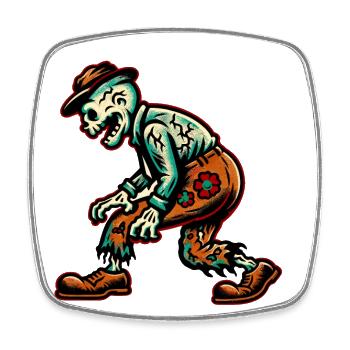 Old Grandpa Zombie Creepy Party Design Halloween - Square fridge magnet - white - Front