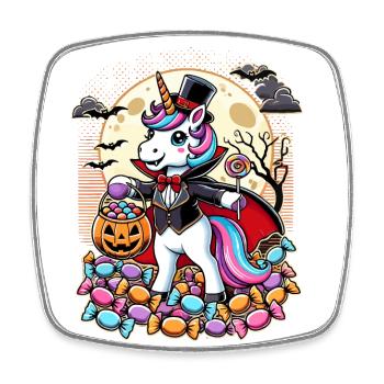Funny Vampire Unicorn Loves Candy - Square fridge magnet - white - Front