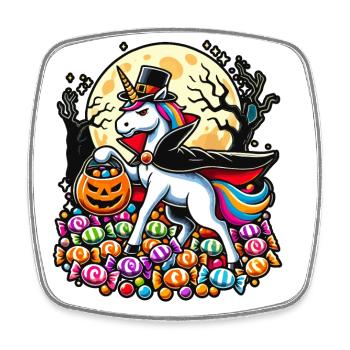 Funny Vampire Unicorn Loves Candy - Square fridge magnet - white - Front