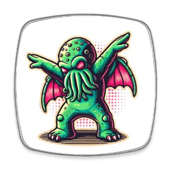 Drôle de danse Cthulhu - Magnet carré - blanc - Devant