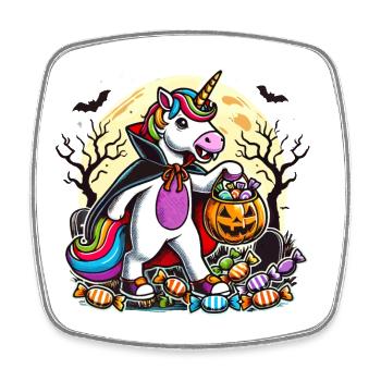Funny Vampire Unicorn Loves Candy - Square fridge magnet - white - Front