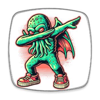 Funny Dabbing Cthulhu Dabbing Design - Square fridge magnet - white - Front