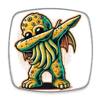 Drôle Dabbing Cthulhu Pieuvre dystopique - Magnet carré - blanc - Devant