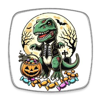 Drôle T-Rex Zombie Menteur Bonbons - Magnet carré - blanc - Devant