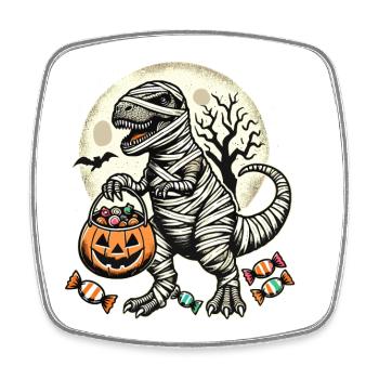 Funny T-Rex Mummy Loves Candy - Square fridge magnet - white - Front