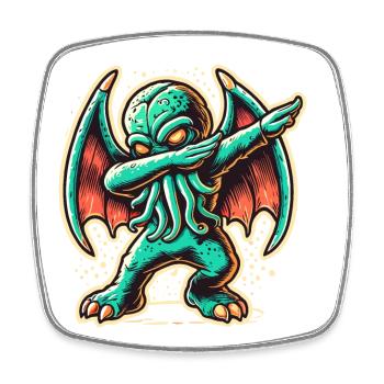 Funny Dabbing Cthulhu Dabbing Design - Square fridge magnet - white - Front