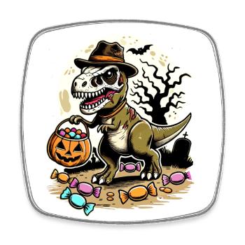 Drôle de T-Rex Zombie Aime Les Bonbons - Magnet carré - blanc - Devant