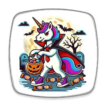 Funny Vampire Unicorn Lying Candy - Square fridge magnet - white - Front