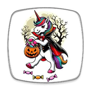 Drôle Vampire Licorne Mentant Bonbons - Magnet carré - blanc - Devant
