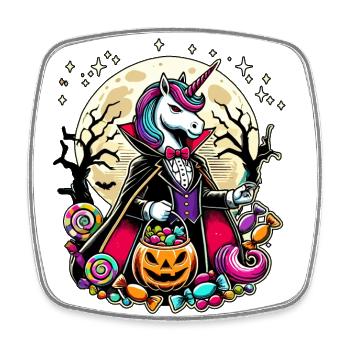 Funny Vampire Unicorn Loves Candy - Square fridge magnet - white - Front
