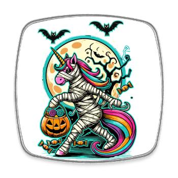 Maman licorne drôle aime les bonbons - Magnet carré - blanc - Devant